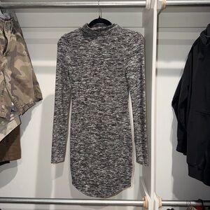 Express Gray Marled Mock Neck Long Sleeve Dress